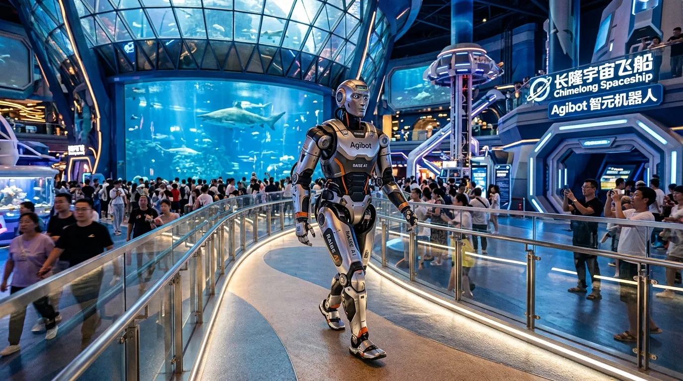 Agibot despliega 300 robots humanoides en el parque Chimelong Spaceship
