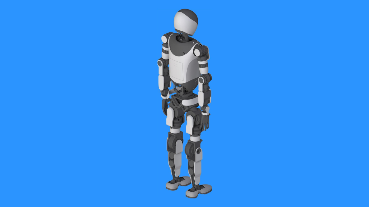 Vista trasera del robot humanoide BYD Xiao Di mostrando el chasis dorsal y la columna vertebral